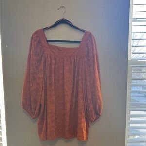 LC Lauren Conrad Terracotta Blouse with Square Neckline